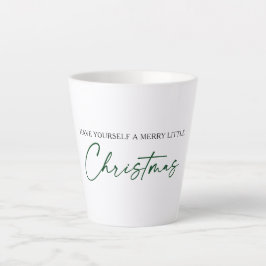 Caneca De Café Latte Caneta de Tinta Verde da Caligrafia Natal Minimali