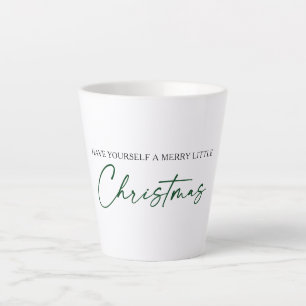Caneca De Café Latte Caneta de Tinta Verde da Caligrafia Natal Minimali
