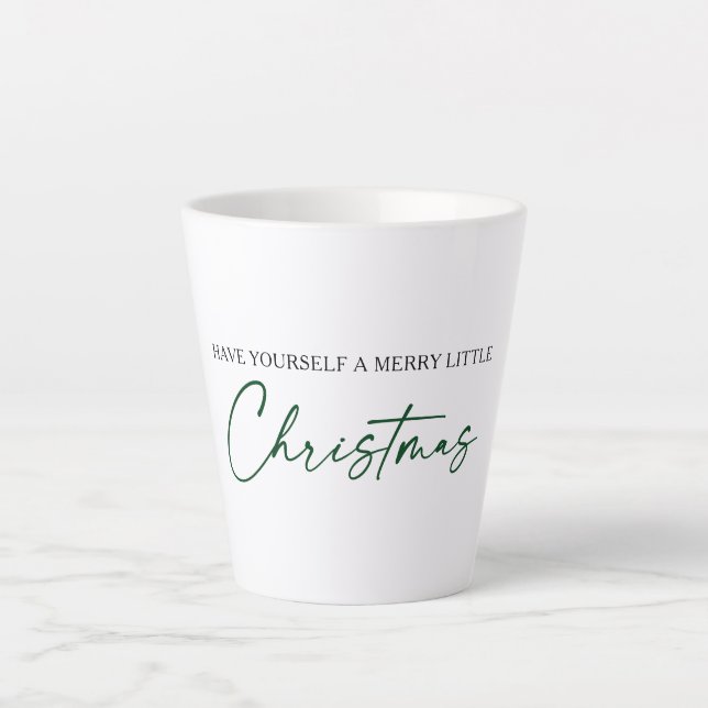 Caneca De Café Latte Caneta de Tinta Verde da Caligrafia Natal Minimali (Frente)