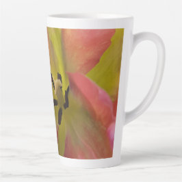 Caneca De Café Latte Caneta Lateral Rosa e Amarela