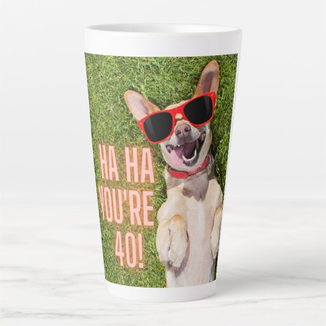 Caneca De Café Latte Canino aniversário de 40 anos Latte Mug (Frente)