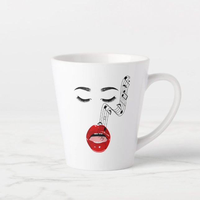 Caneca De Café Latte    Cantando Rosto Feminino Musical  (Direita)