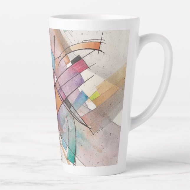 Caneca De Café Latte CANTATA em TOM PASTEL Arte Abstrata (Direita)