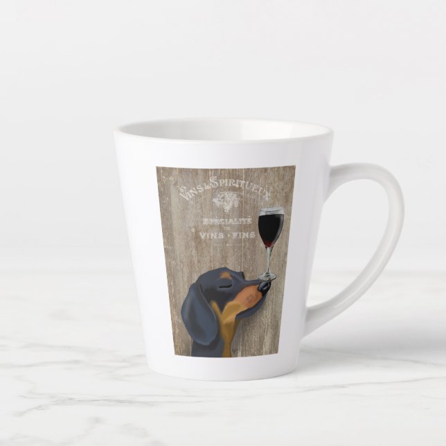 Caneca De Café Latte Cão Au Vin Dachshund (Direita)