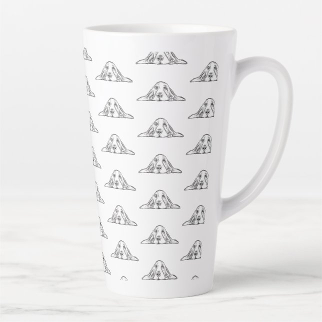 Caneca De Café Latte cão-caçador preto branco-cachorrinho (Direita)