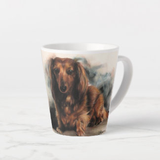 Caneca De Café Latte Cão de Dachshund de Cabelo Longo