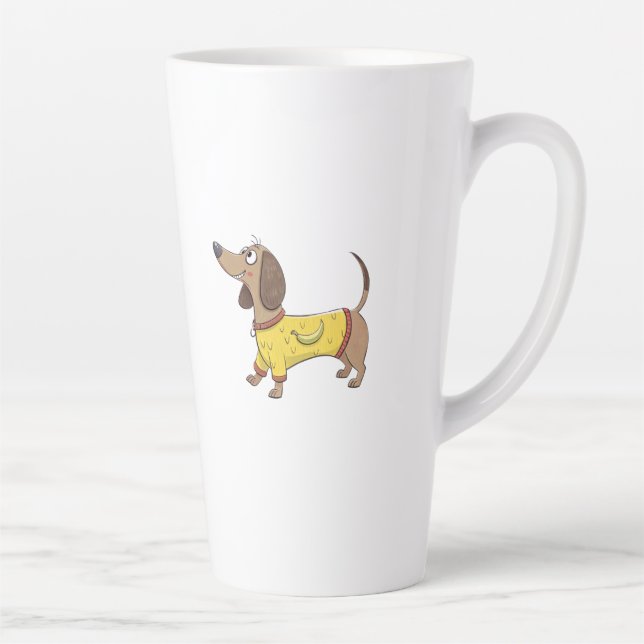 Caneca De Café Latte Cão de desenho animado (Direita)