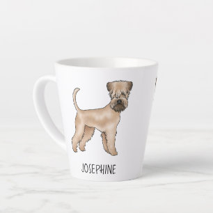 Caneca De Café Latte Cão Soft-Coated Wheaten Terrier Com Nome Personali