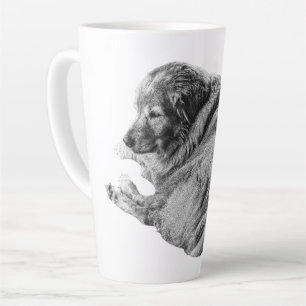 Caneca De Café Latte Cão Sombreado Suave Traz Serenidade para a Rotina