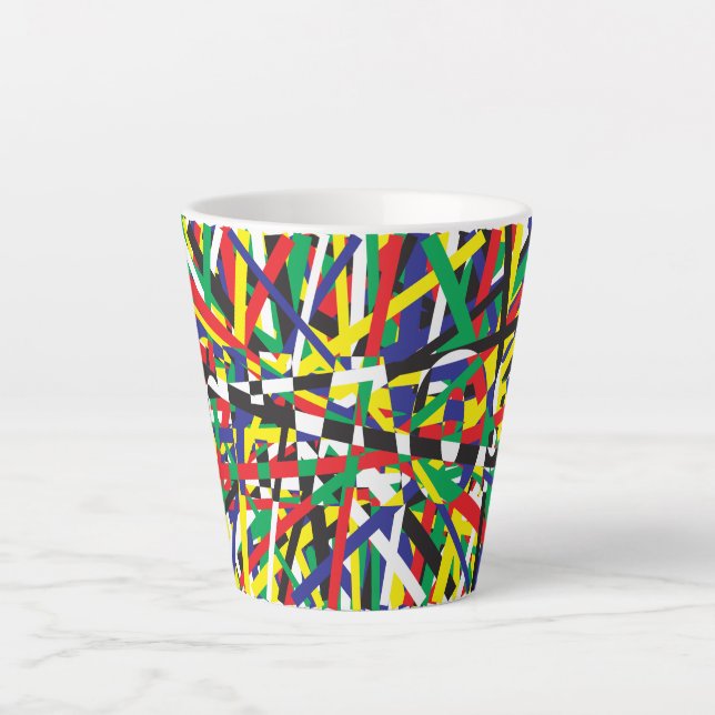 Caneca De Café Latte Caos, em Primarias (Frente)