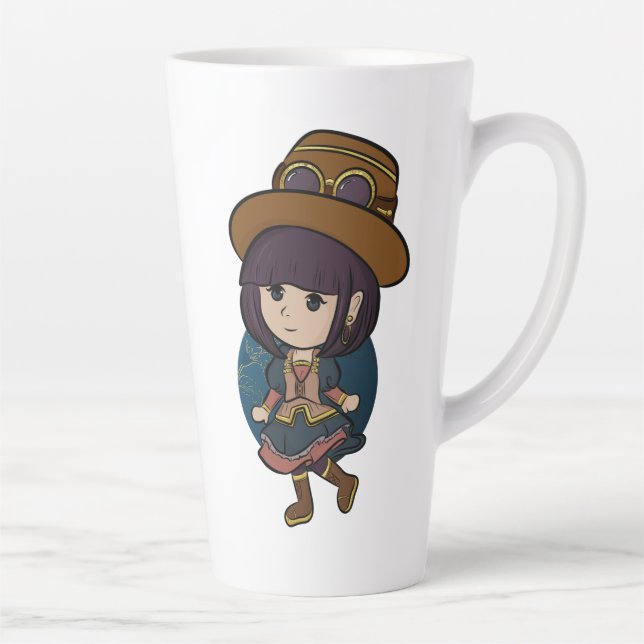 Caneca De Café Latte Cãozinha de animação Chibi (Direita)