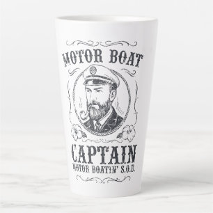 Caneca De Café Latte Capitão de Barco a Motor Engraçado Pontão Boating