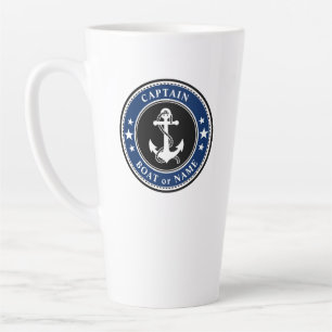 Caneca De Café Latte Capitão de Barco de Âncora Náutica ou Marinho Gran
