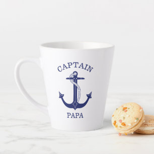 Caneca De Café Latte Capitão Papa Marinho Azul