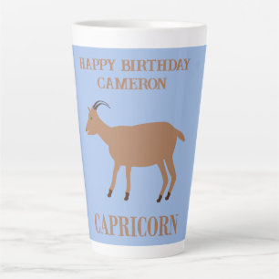Caneca De Café Latte Capricorn Star Sign Goat Nome personalizado Aniver
