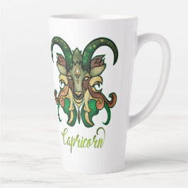 Caneca De Café Latte Capricorn zodiac sign Green Brown Sea Goat sparkle