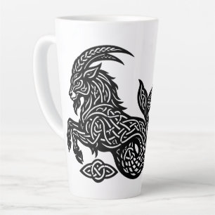 Caneca De Café Latte Capricórnio — Zodíaco de Tinta Assombrada Cabra‑Pe