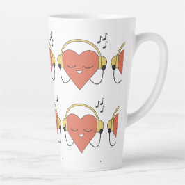 Caneca De Café Latte Captivando a ilustração de músicas cardíacas de ca