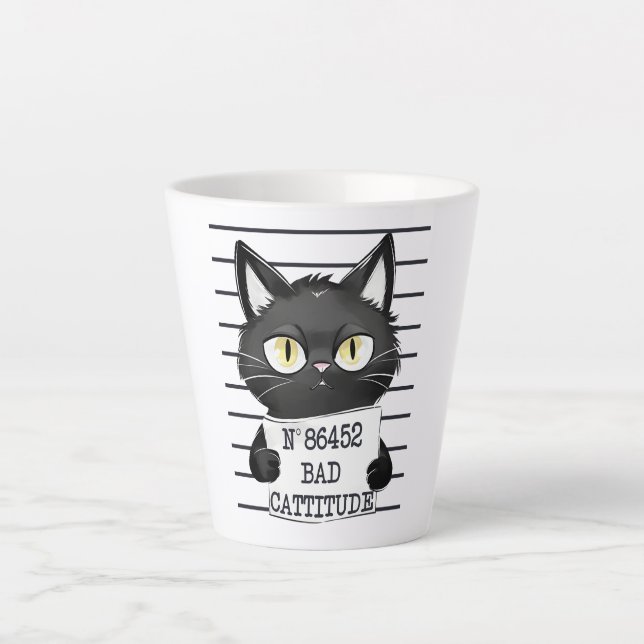 Caneca De Café Latte Captura Má - Captura de Gato Negro (Frente)