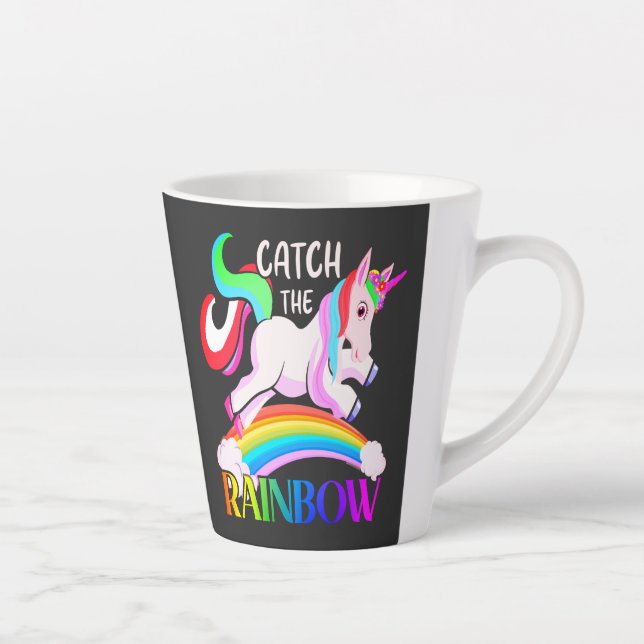 Caneca De Café Latte Capturar o Design do Unicórnio Arco-íris (Direita)