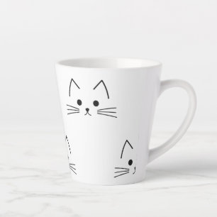 Caneca De Café Latte Cara de gato bonito