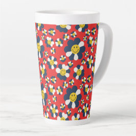 Caneca De Café Latte Cara Sorridente Patriota Retro