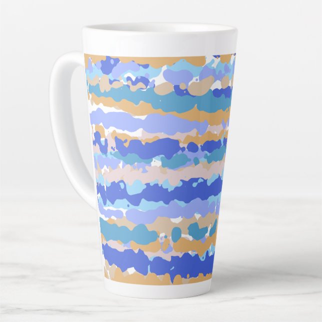 Caneca De Café Latte Caramelo abstrato Gráfico Azul Teal Laranja (Ângulo esquerdo)