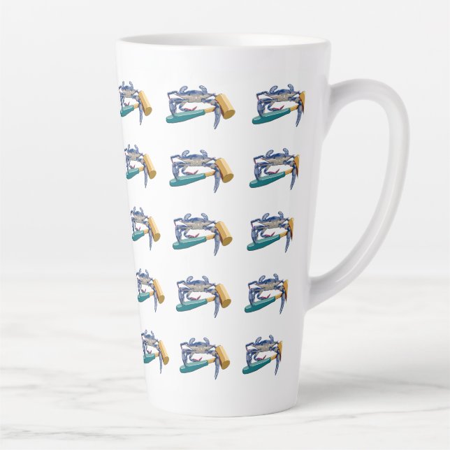 Caneca De Café Latte Caranguejo Azul Desenhado à Mão com Cabeleireiro M (Direita)