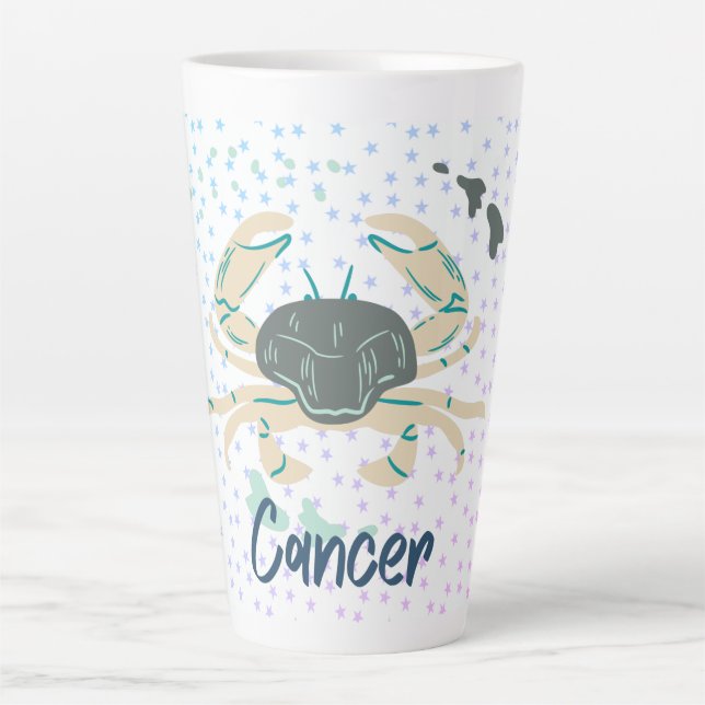 Caneca De Café Latte Caranguejo Zodiac Latte Mug Cancer Moderno (Frente)