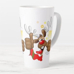 Caneca De Café Latte Caráter de Natal Engraçado do Bebado Reindeer