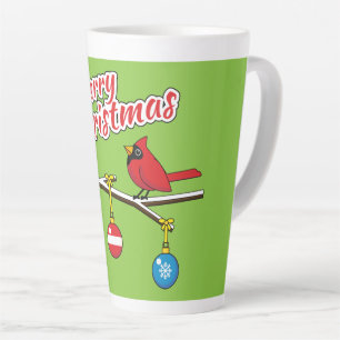 Caneca De Café Latte Cardeal Vermelho no Ramal da Bare de Natal - Feliz