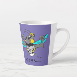 Caneca De Café Latte Caricatura Bumble Cust.Text Trava