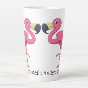 Caneca De Café Latte Caricatura Flamingos Personalizam