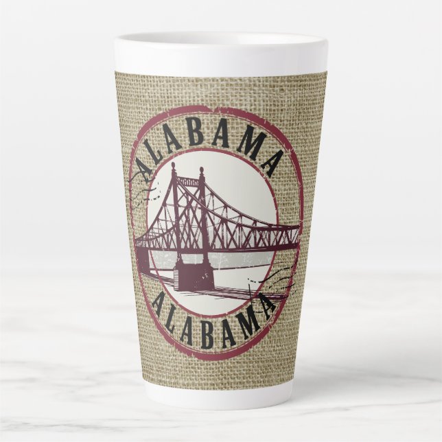 Caneca De Café Latte Carimbo da ponte Retro Alabama (Frente)