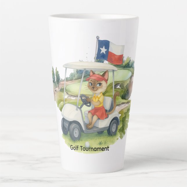 Caneca De Café Latte Carrinho de golfe do Texas (Frente)