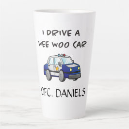 Caneca De Café Latte Carro de Polícia Personalizado