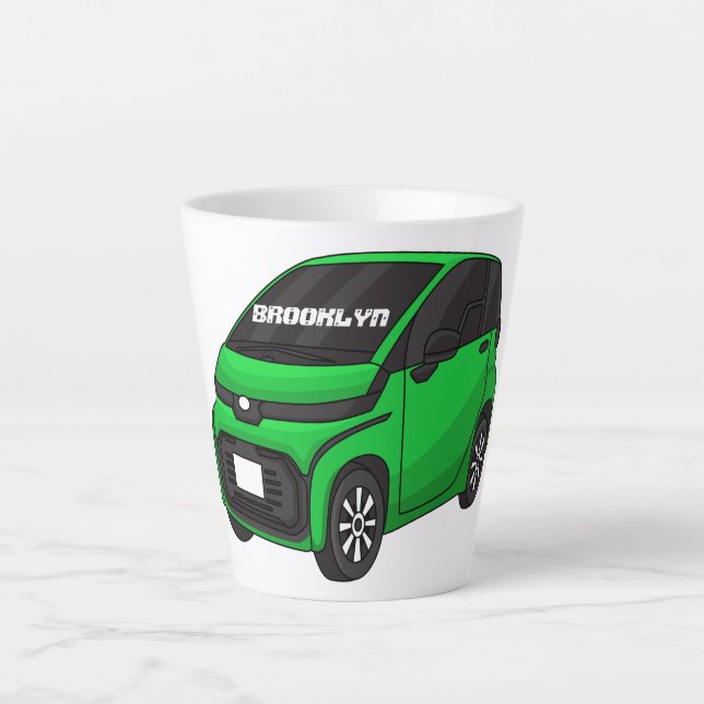 Caneca De Café Latte Carro pequeno verde fofo (Frente)