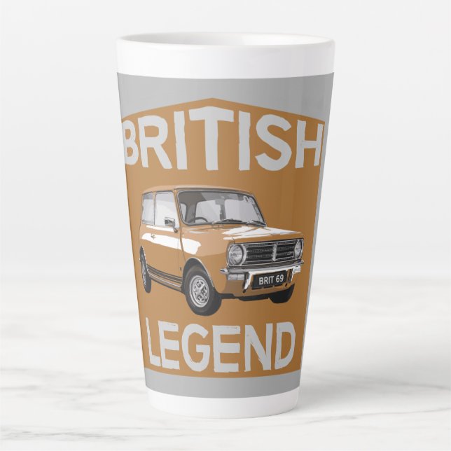 Caneca De Café Latte Carros Clássicos Britânicos | Cabeça de Petrolhead (Frente)