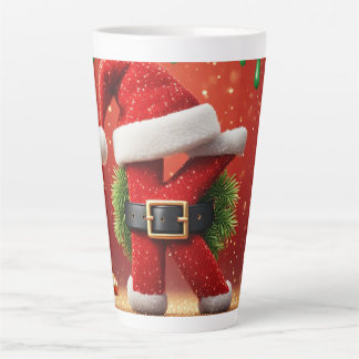 Caneca De Café Latte Carta de Natal K Com Coroa de Pinheiro Brilho de N