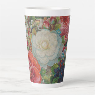 Caneca De Café Latte Cartão de Dia dos Namorados da Era Vitoriana, Buqu
