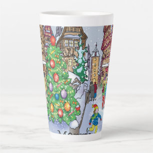 Caneca De Café Latte Cartão Feliz de Natal