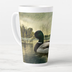 Caneca De Café Latte Cartão-postal de Vintage Mallard Duck Weathered