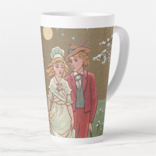 Caneca De Café Latte Cartão Romântico Antigo do Dia dos Namorados, 1876