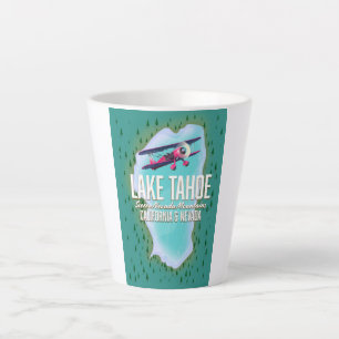 Caneca De Café Latte cartaz de viagem mapa do lago Tahoe