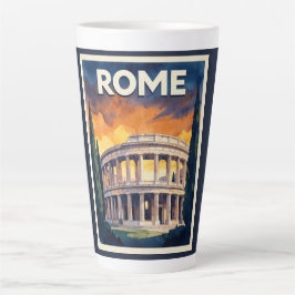 Caneca De Café Latte Cartaz de Viagem Roma Retro
