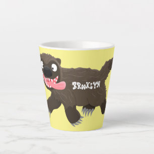 Caneca De Café Latte Cartografia de lobo faminta e engraçada