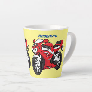 Caneca De Café Latte Cartografia de motocicleta vermelha-branca