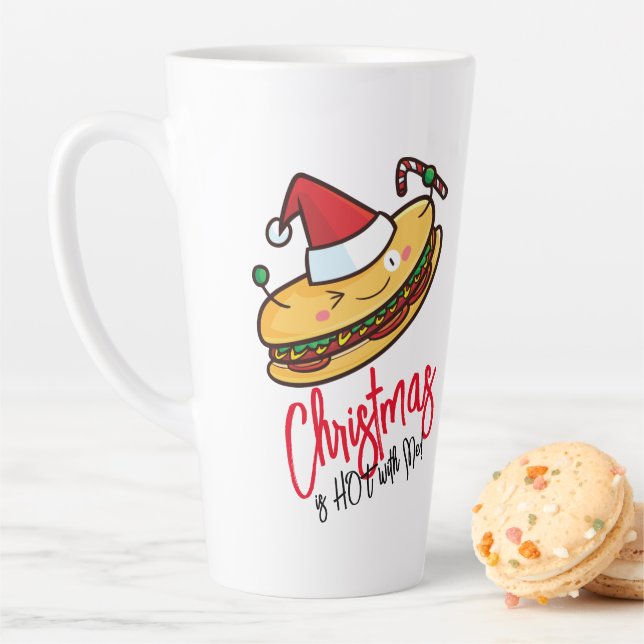 Caneca De Café Latte Cartografia personalizável de Hotdog de Natal (In Situ)