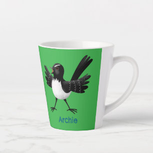 Caneca De Café Latte Cartoon australiano Willie Wagtail personalizado