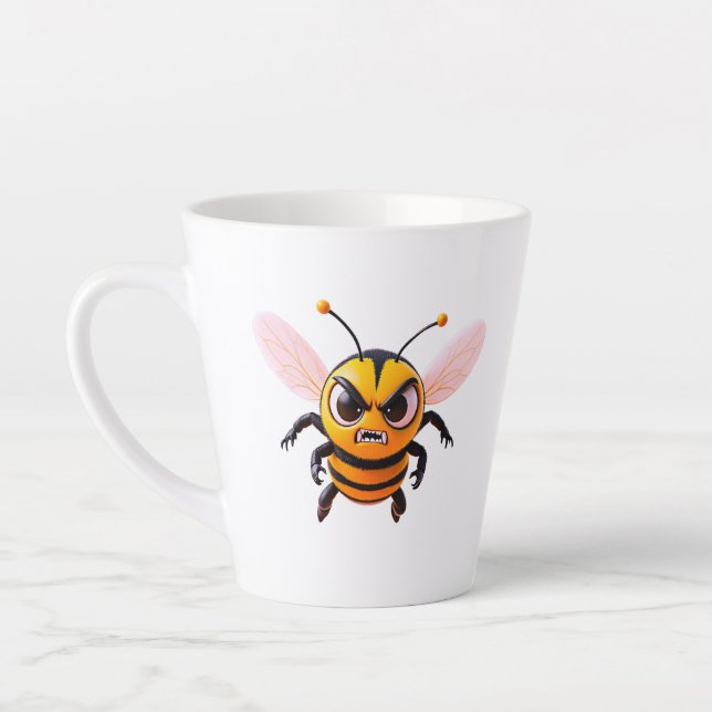 Caneca De Café Latte Cartoon Bee With Scowl (Esquerda)